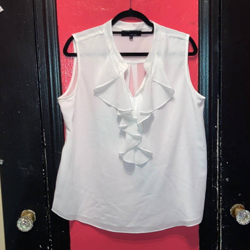 Silky ruffle tank top